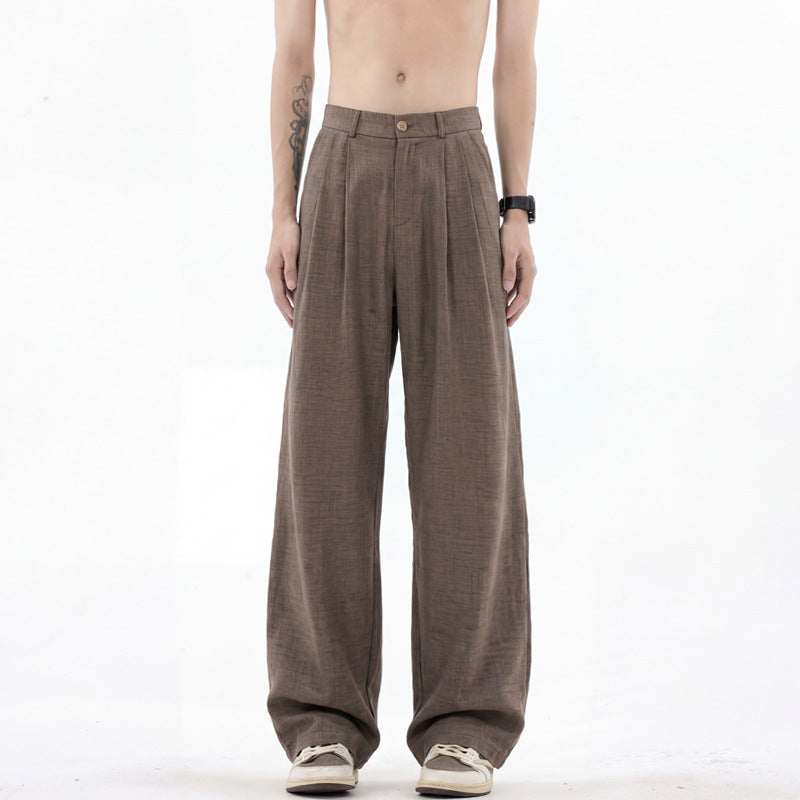 Men's wide linen pants with high pleats and casual cut Mune Fashion