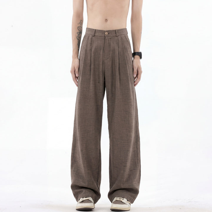 Men's wide linen pants with high pleats and casual cut Mune Fashion