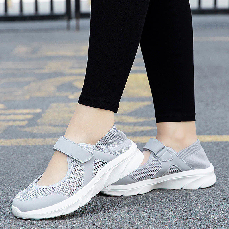 Women's Nan Comfort Strap Sneakers with Velcro Seamless Knit Shaft and Cushioning Lightweight Sole Mune Fashion