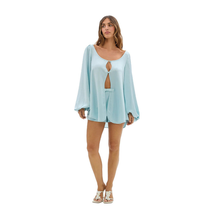 Ladies Oversized Blouse with Cut-Out and Short Shorts Mune Fashion