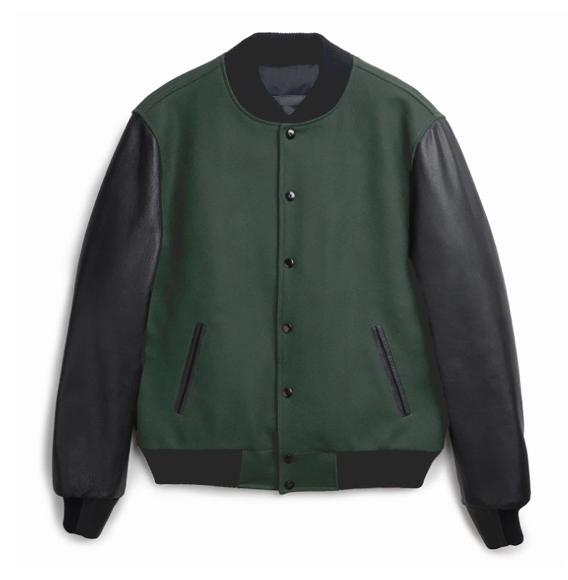 Men's College Bomber Jacket in Varsity Style with Wool Body and Leather Sleeves Mune Fashion