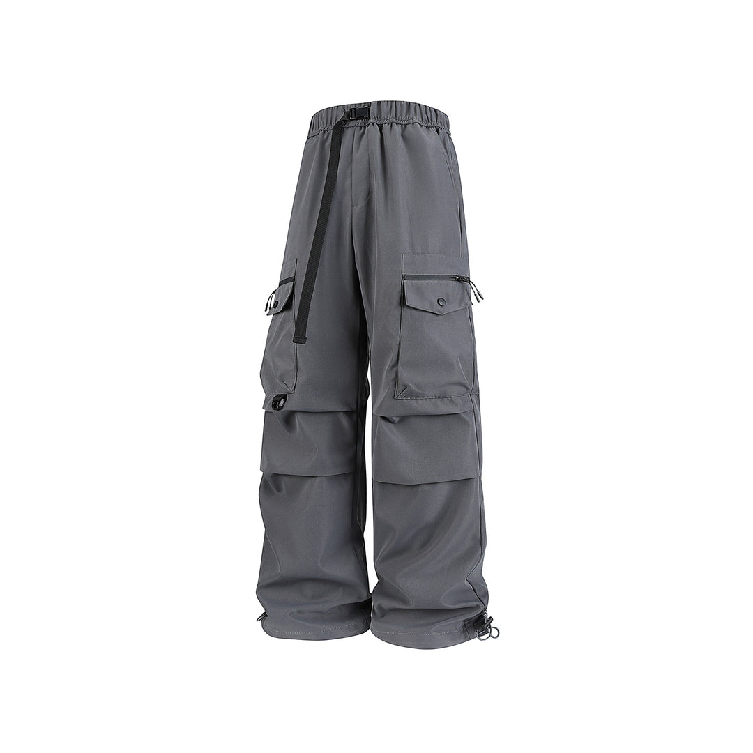 Men's Loose Utility Cargo Pants with Multi-Pockets, Adjustable Hem and Integrated Belt Drune