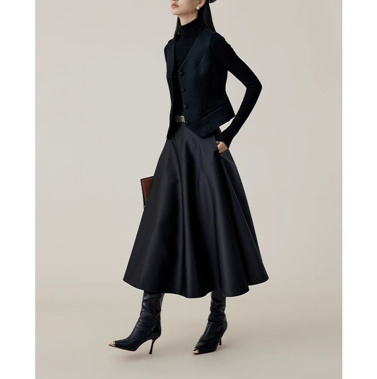 Women Elegant and Flowing Midi Skirt Mune Fashion