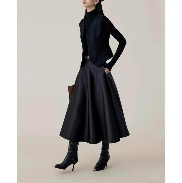 Women Elegant and Flowing Midi Skirt Mune Fashion