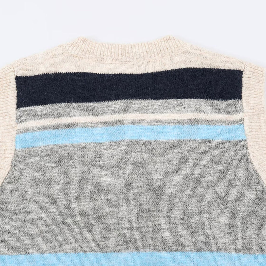 Ladies Sleeveless Argyle Knitted Vest with Continuous Button Placket and Ribbed Hem Mune Fashion
