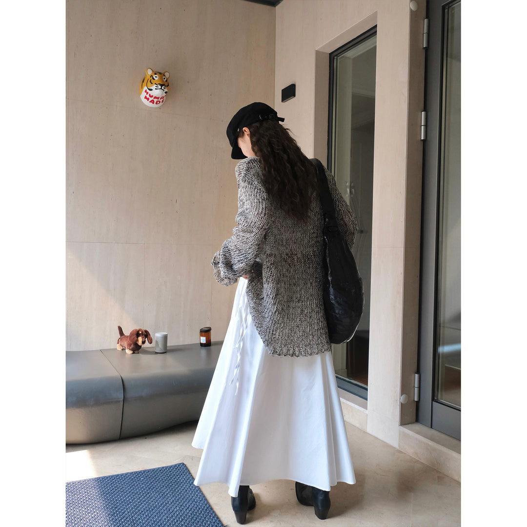 Women's Soft High-Waist Maxi Skirt with Drawstring, Wide Fall and Flowing Ruffle Silhouette Mune Fashion