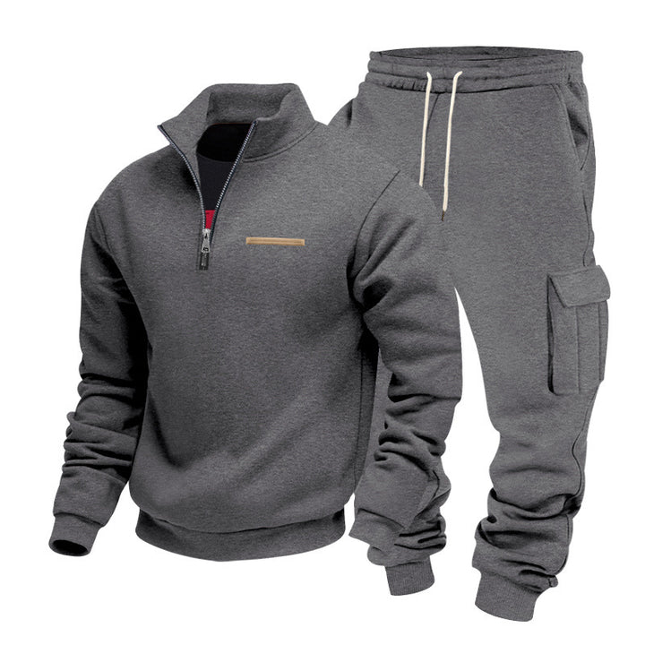 Men's Zip Pullover and Cargo Jogger Set made of soft French Terry Mune Fashion