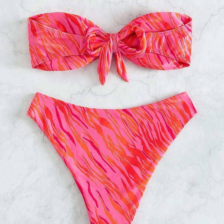 Women's bandeau bikini with elastic wrap design and high leg cut Mune Fashion