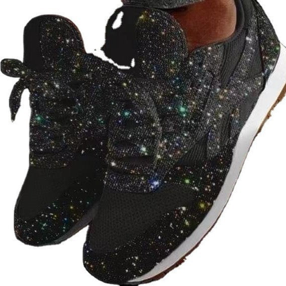 Women's glittering sneakers with crystal-embellished surface, padded comfort insole, and non-slip rubber sole Mune Fashion