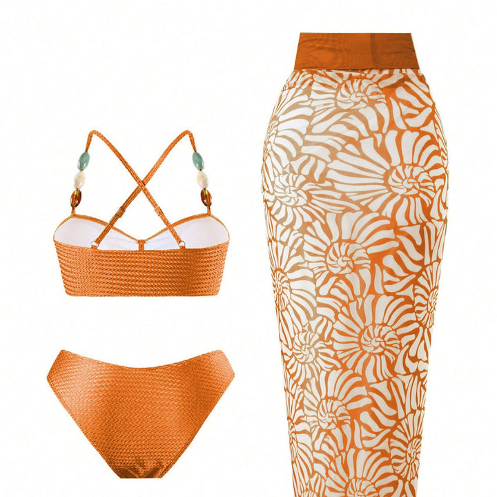 Ladies Elegant Beachwear with Floral Over Skirt Mune Fashion