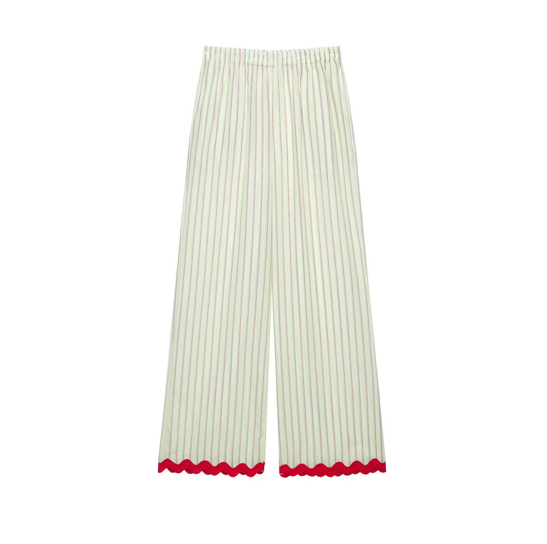 Women's wide pajama pants with elastic waistband and wavy hem Drune