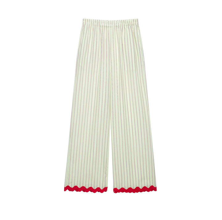Women's wide pajama pants with elastic waistband and wavy hem Drune