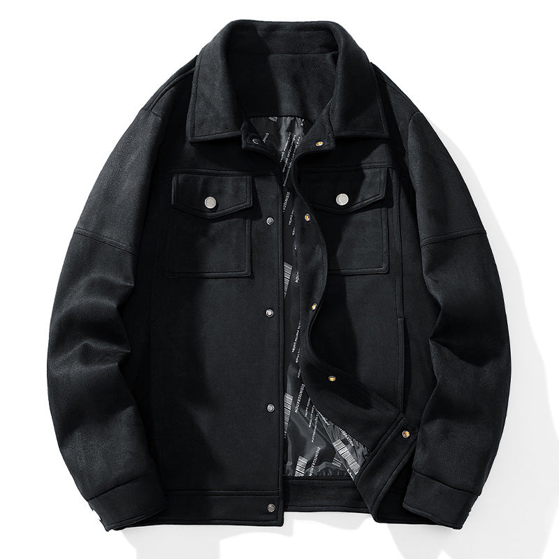 Men's overshirt made of synthetic leather with shirt collar and flap pockets Mune Fashion