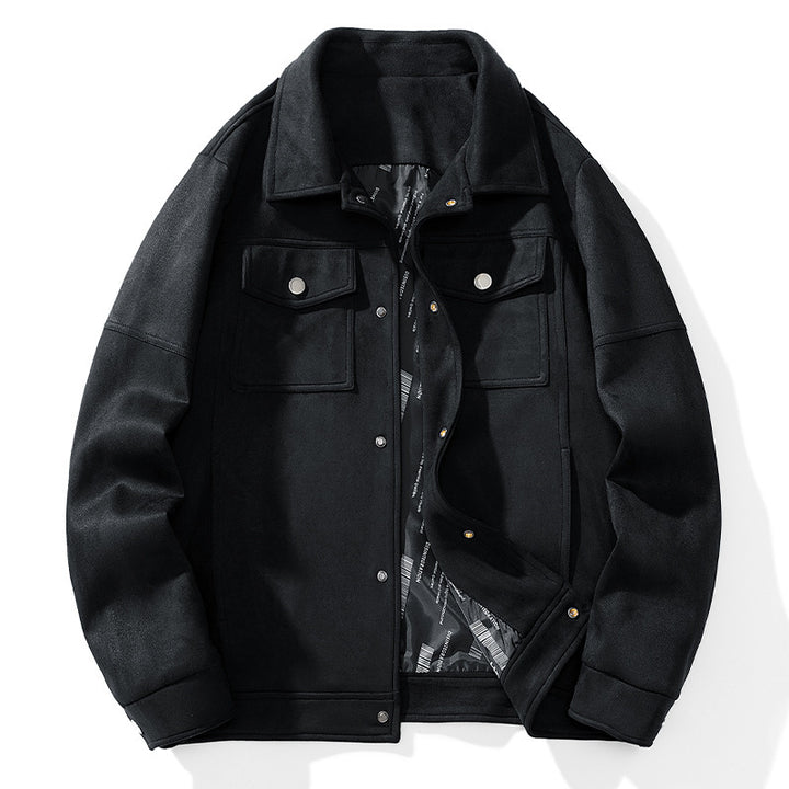Men's overshirt made of synthetic leather with shirt collar and flap pockets Mune Fashion