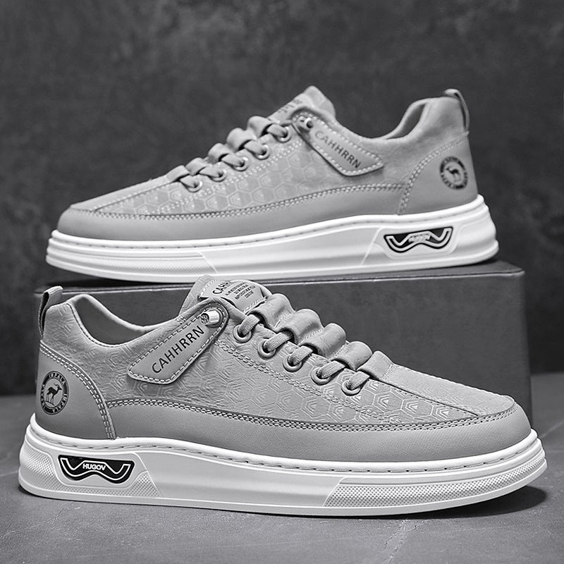 Men's Casual Low-Top Sneakers with Embossed Honeycomb Pattern and Cushioning Platform Sole Mune Fashion