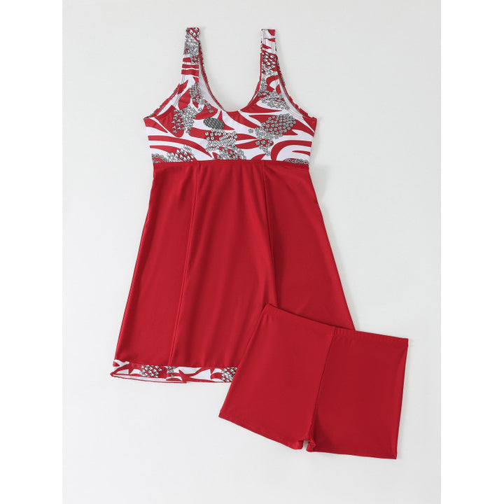 Women's Sporty Tankini Set with Fashionable Knot and Shorts Mune Fashion