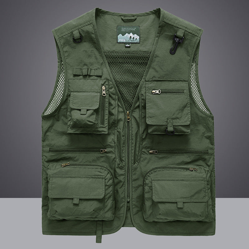 Men's nan multifunctional fishing vest with mesh back, versatile zip and flap pockets Mune Fashion