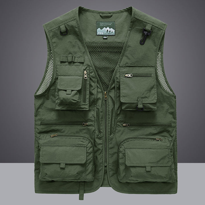 Men's nan multifunctional fishing vest with mesh back, versatile zip and flap pockets Mune Fashion