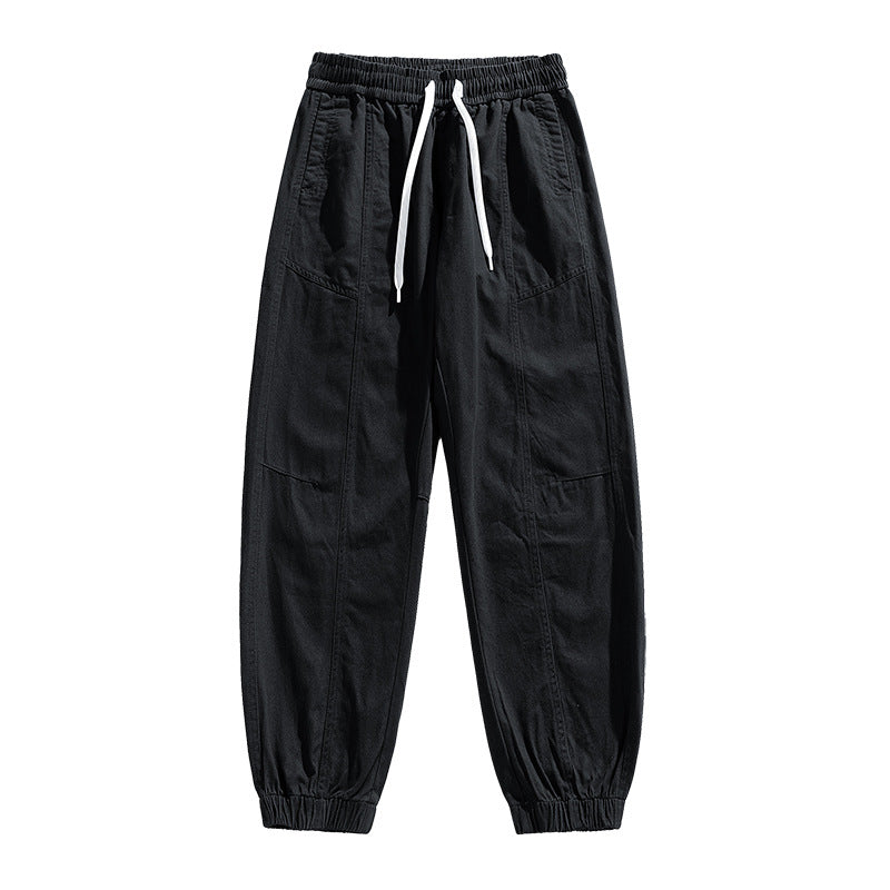 Men's Oversized Utility Jogging Pants made of sturdy cotton blend with drawstring waistband, side cargo pockets & ribbed cuffs Mune Fashion