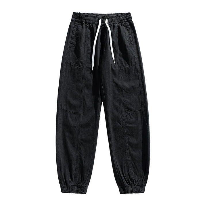 Men's Oversized Utility Jogging Pants made of sturdy cotton blend with drawstring waistband, side cargo pockets & ribbed cuffs Mune Fashion