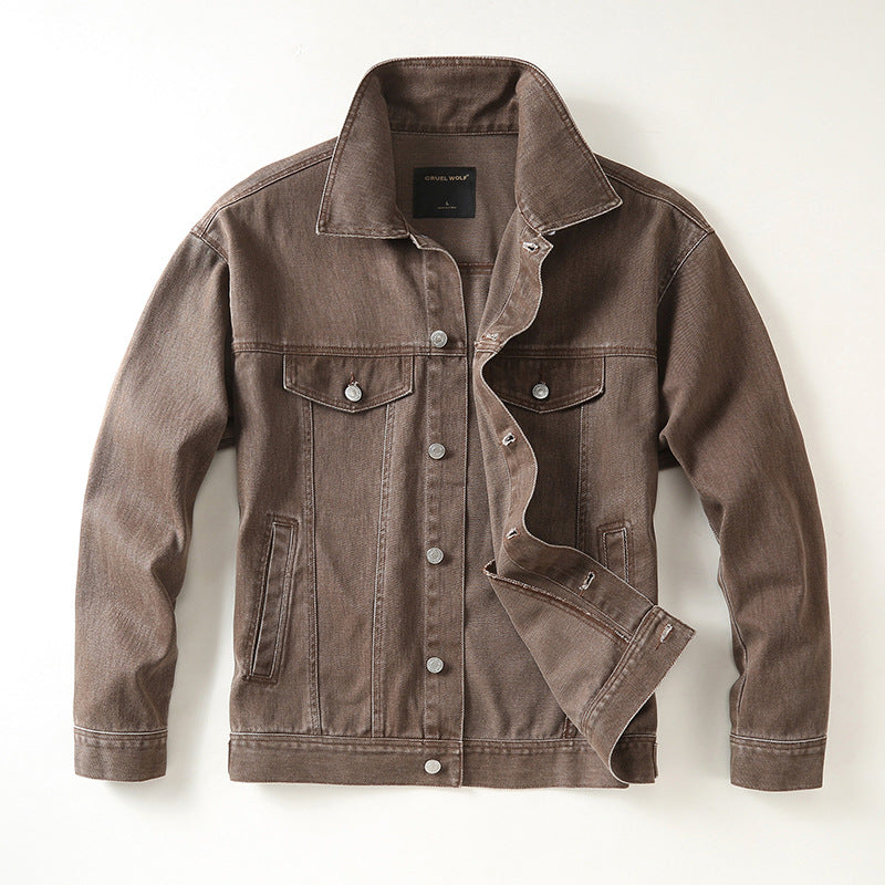 Men's denim jacket with classic cut and light vintage wash Mune Fashion