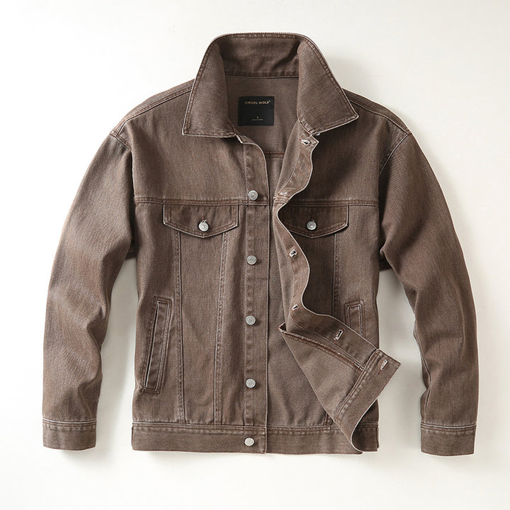 Men's denim jacket with classic cut and light vintage wash Mune Fashion