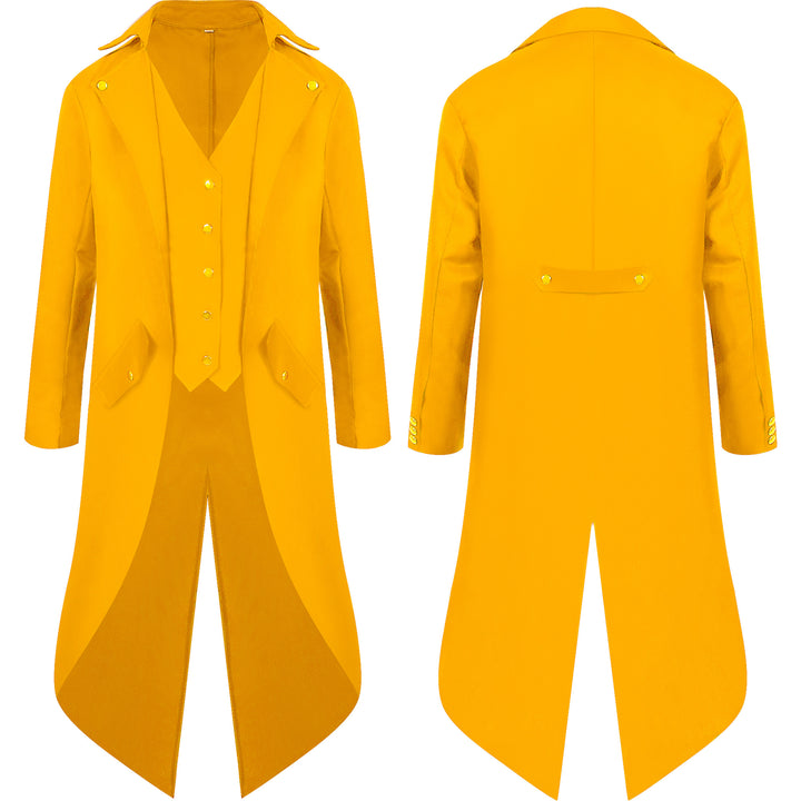 Men's fitted tailcoat with pointed swallowtail, integrated V waistcoat, and decorative button placket Mune Fashion
