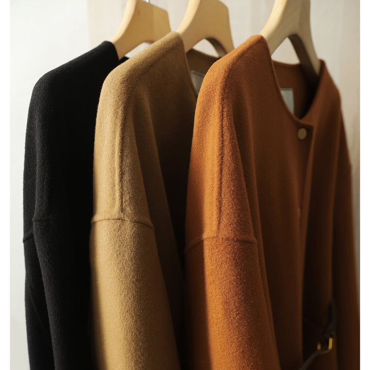 Women's Casual and Elegant Wool Coat with Belt Mune Fashion