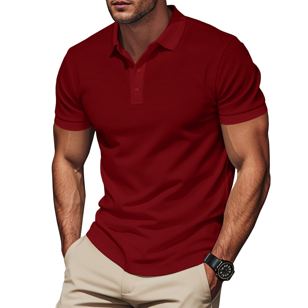 Men's elegant structured polo shirt with Kent collar, short button placket and breathable stretch jersey Mune Fashion