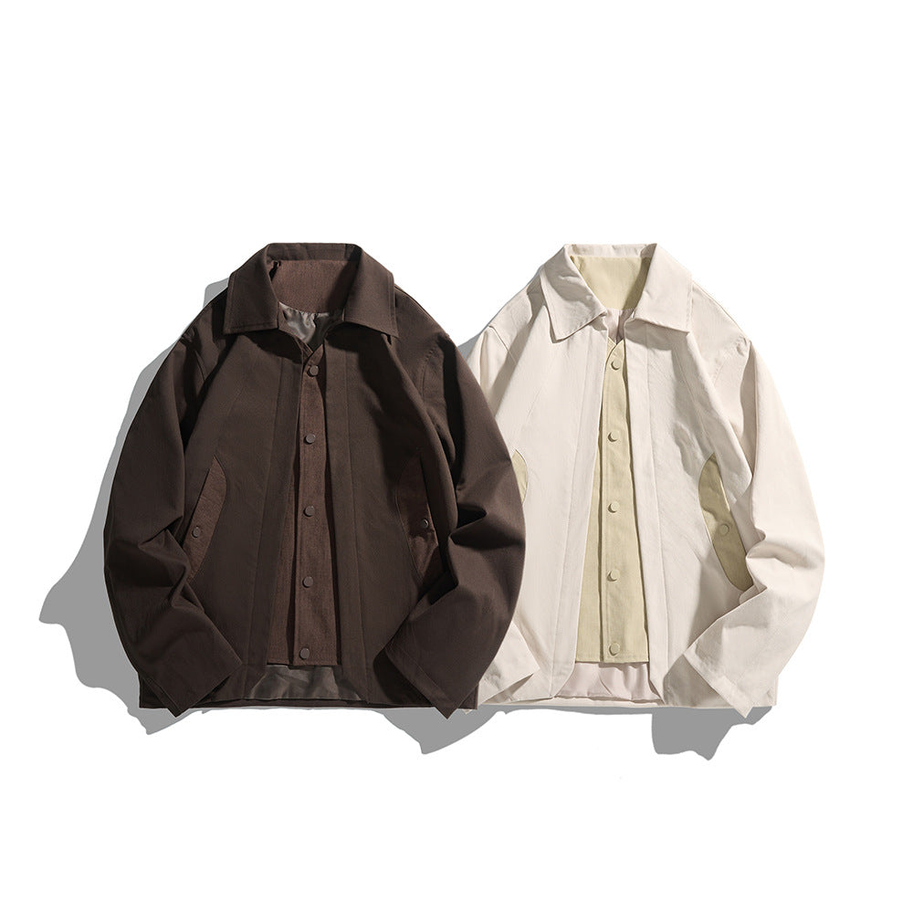 Men's lightweight casual jacket with shirt collar, snap button placket and hidden seam pockets Mune Fashion