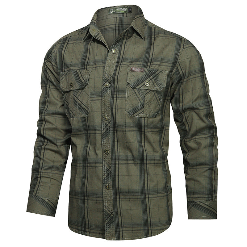 Men's checked cotton flannel shirt with chest pockets and classic button placket Mune Fashion