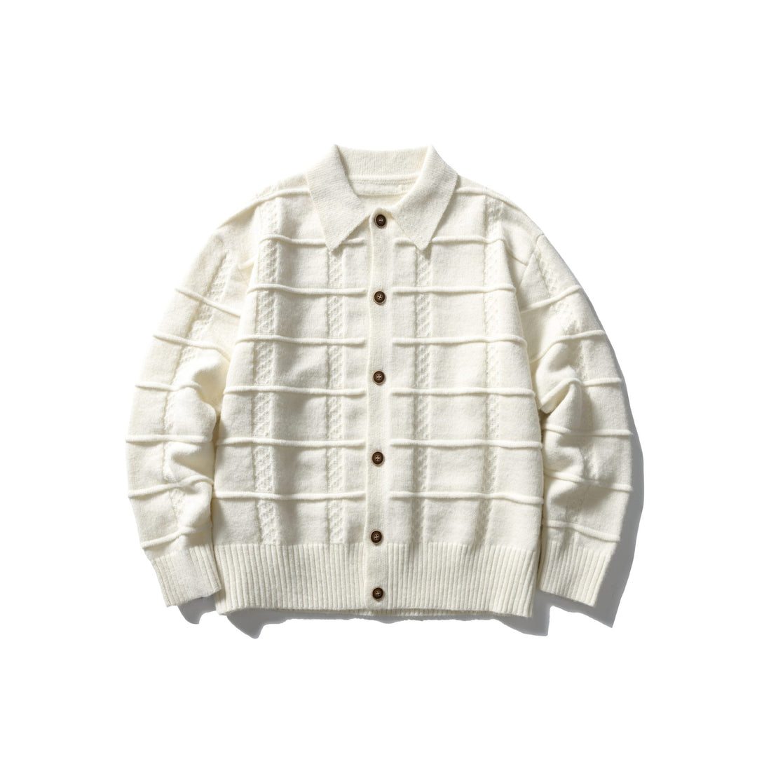 Men's textured cardigan with shirt collar and full button placket Mune Fashion