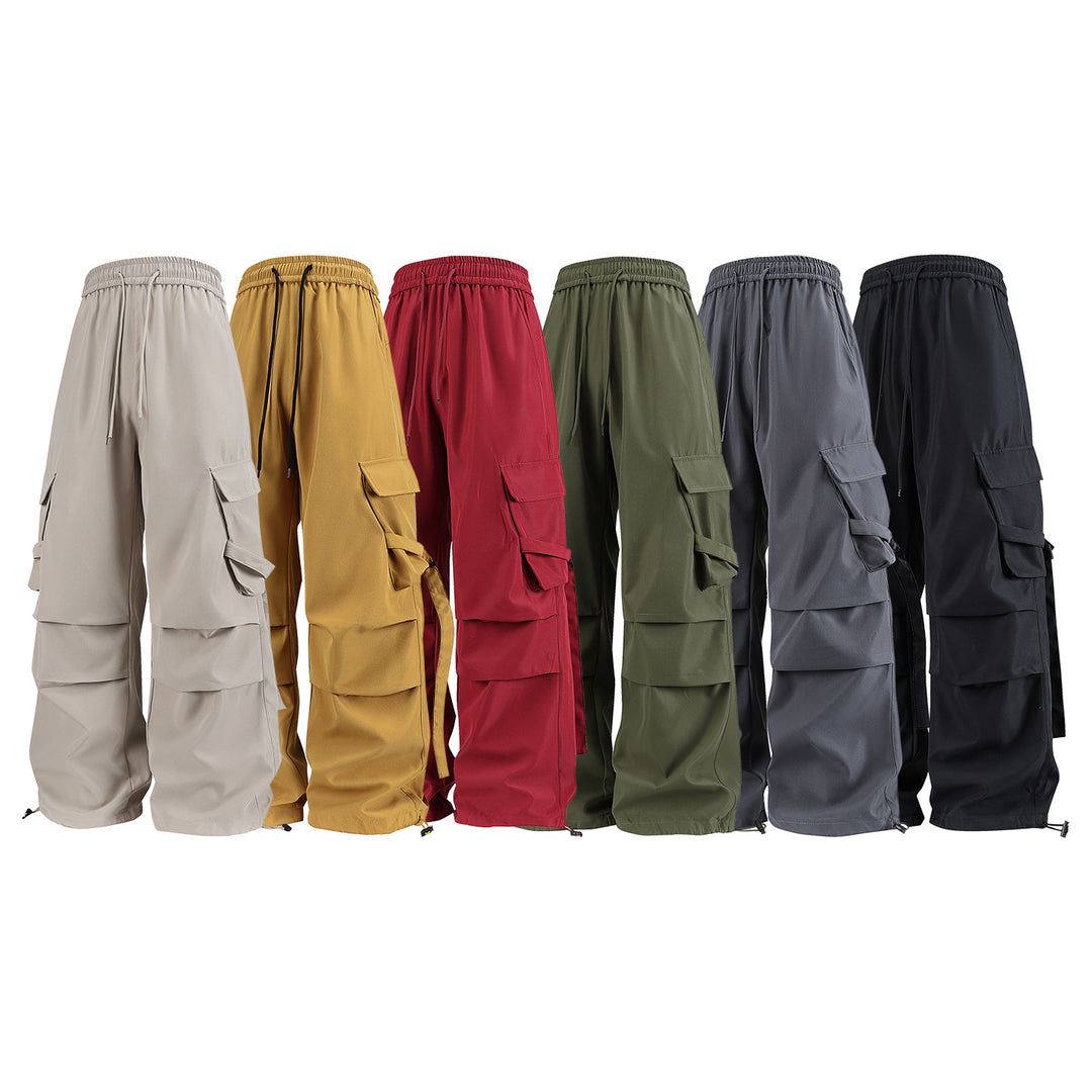 Herren Baggy‑Cargo‑Hose mit modularen Klappfächern, Band‑Details und Kordelbund Mune Fashion