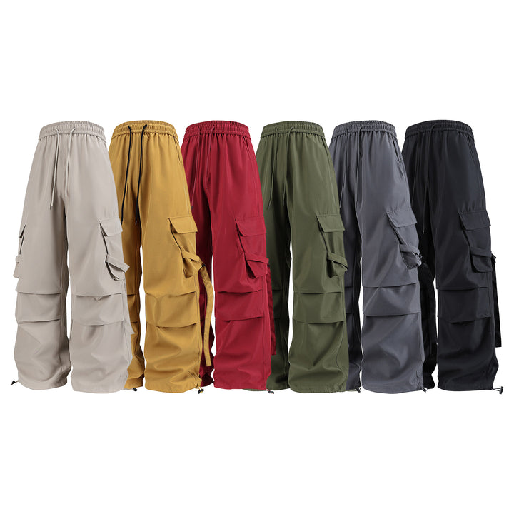 Herren Baggy‑Cargo‑Hose mit modularen Klappfächern, Band‑Details und Kordelbund Mune Fashion