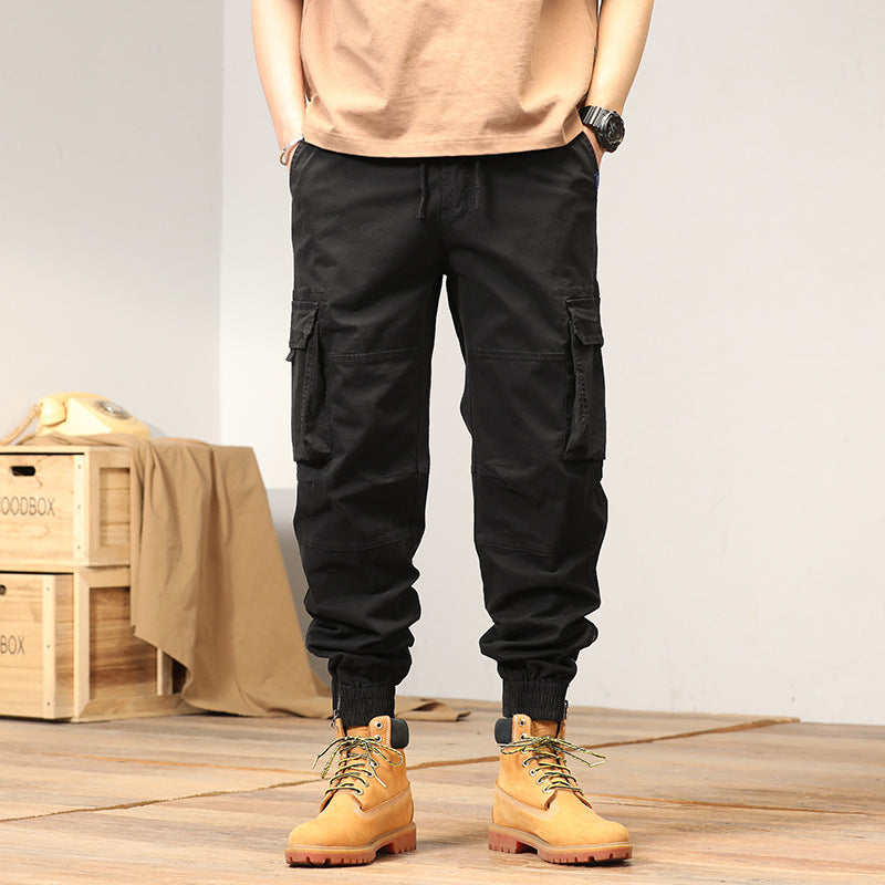 Men's Tapered Cargo Jogger Pants with Reinforced Knee Areas and Elastic Hem Mune Fashion
