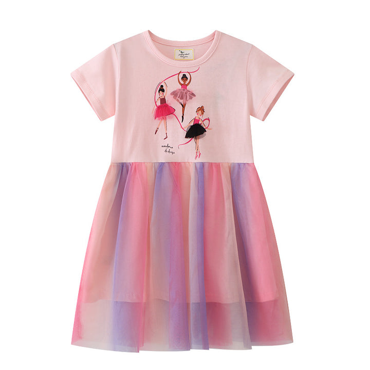 Girls Tulle Dress with Ballerina Motif Mune Fashion