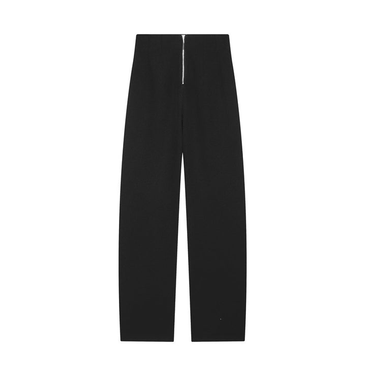 Women's High-Waisted Wide Fabric Pants with Straight Leg and Hidden Waistband Mune Fashion