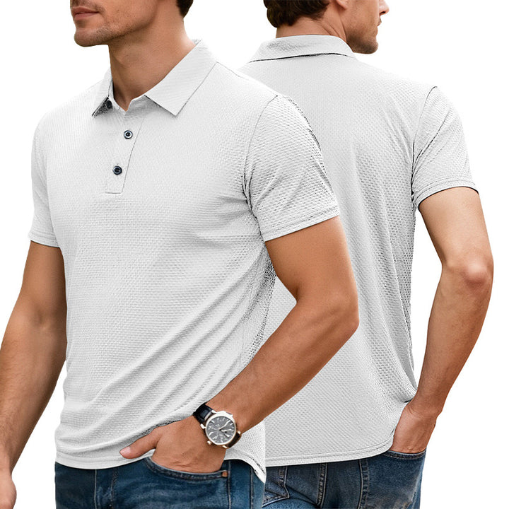 Men's nano structured micro jacquard polo shirt with slim fit and elastic comfort stretch Mune Fashion