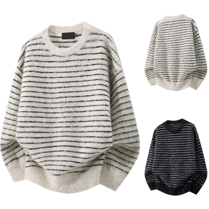 Women Casual Knit Sweater with Stripes Mune Fashion