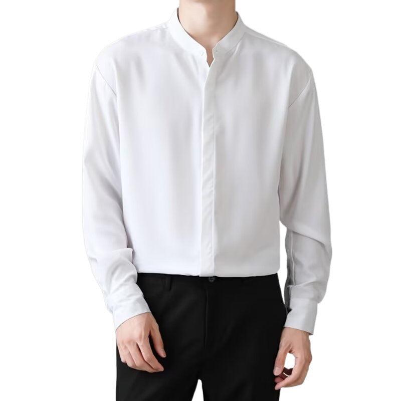 Men's Elegant Stand Collar Shirt Mune Fashion
