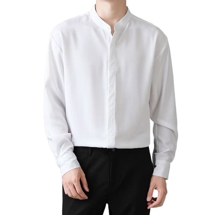 Men's Elegant Stand Collar Shirt Mune Fashion