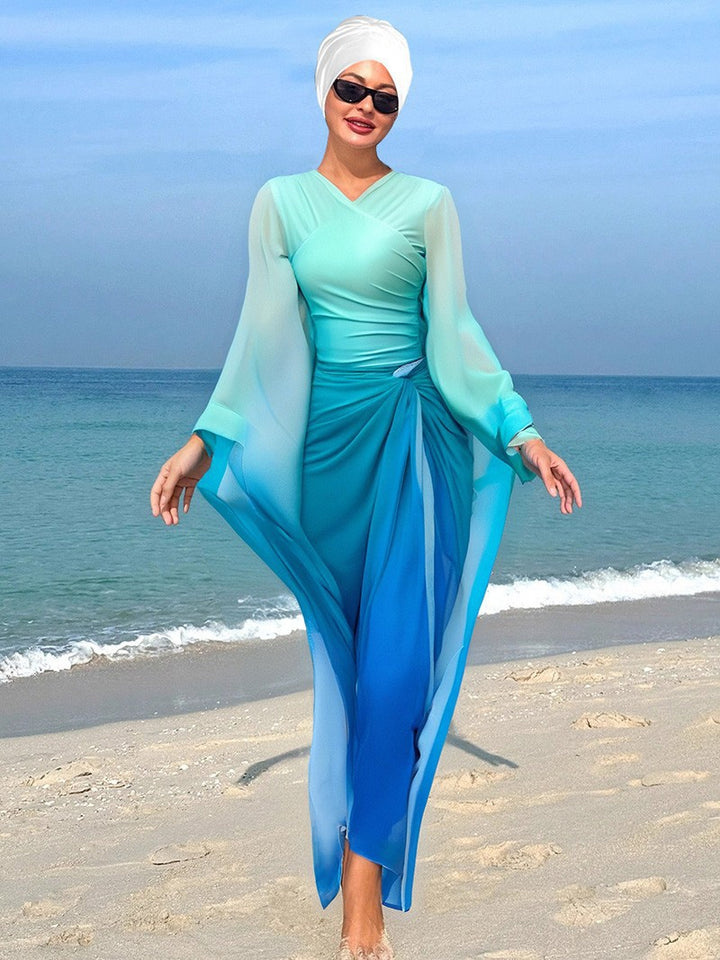 Women Elegant Beach Dress with Flowing Sleeves Mune Fashion
