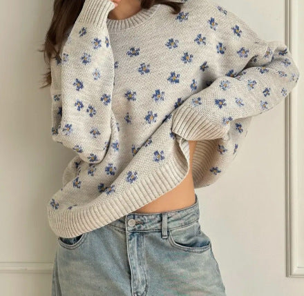 Ladies' Fashionable Sweater with Floral Patterns
