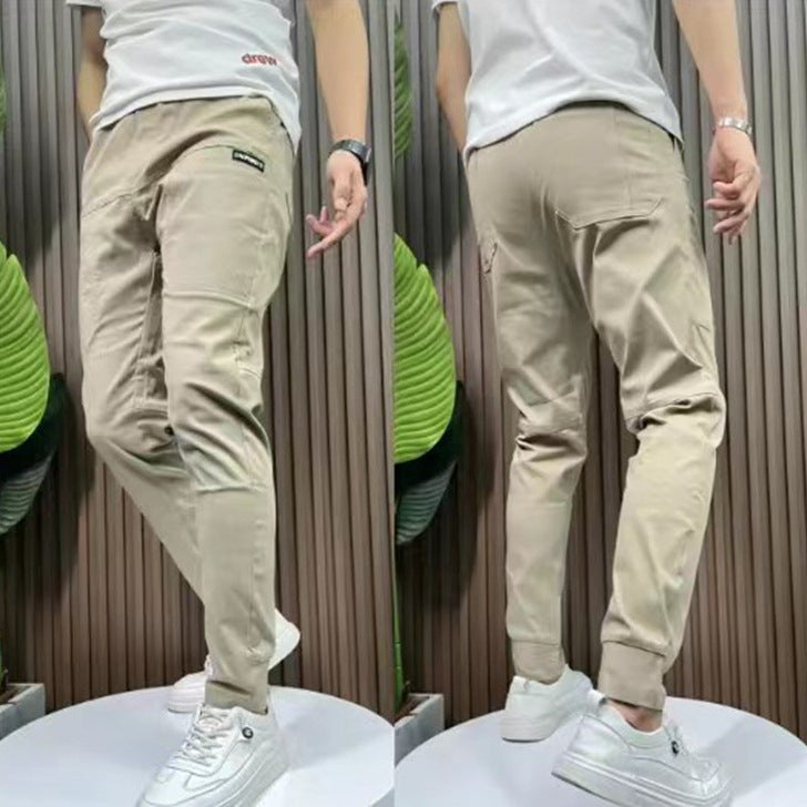 Men's sporty cargo jogger pants with elastic waistband, drawstring, and tapered leg hem Mune Fashion