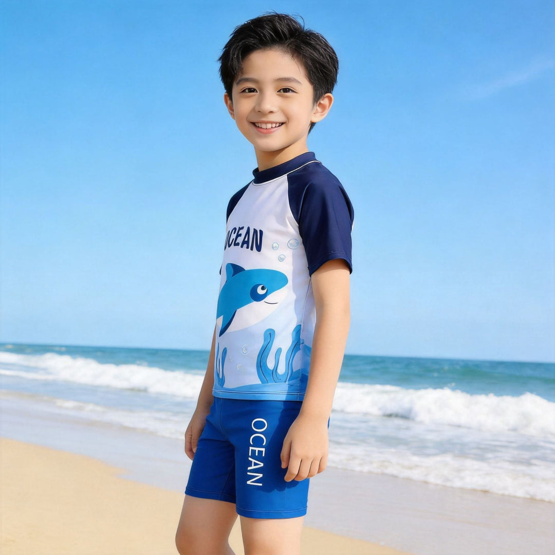 Boys UV protection swimsuit with short sleeves Mune Fashion