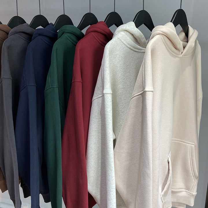 Unisex Simple Oversized Hoodie with Soft Fleece Inner Side and Deep Raglan Seam Mune Fashion