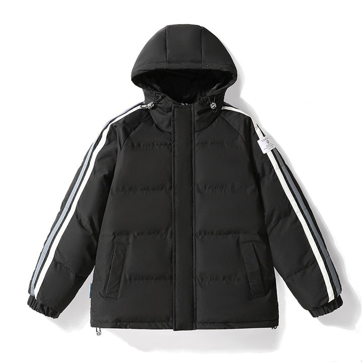 Men's Quilted Hooded Jacket with Contrast Stripes on the Sleeves Mune Fashion