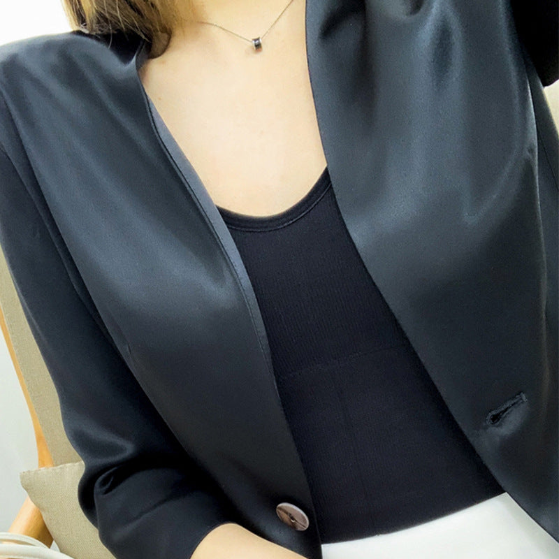Women's Elegant, Sleeveless Blazer made of high-quality Satin Mune Fashion