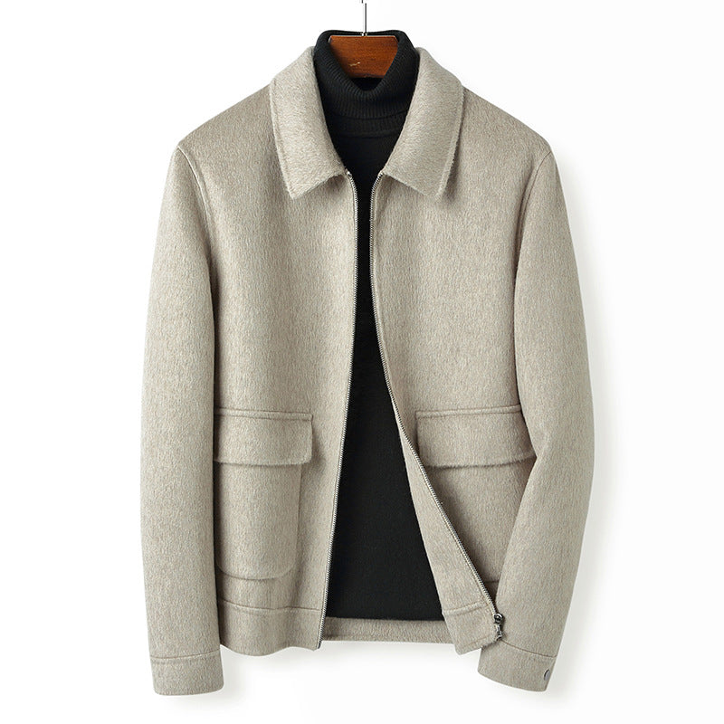 Men's wool blend transitional jacket with stand collar, zipper and flap pockets Mune Fashion