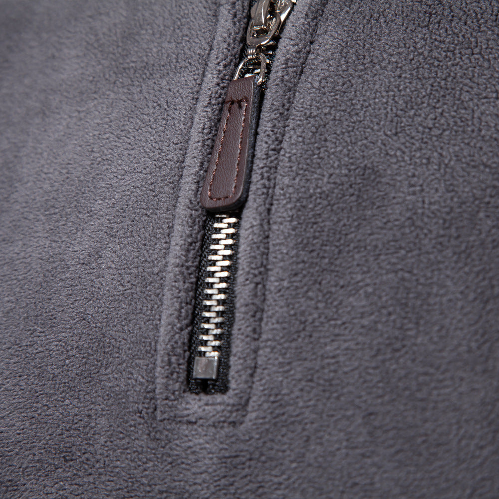 Men's lightweight fleece pullover with short zipper and stand-up collar Mune Fashion